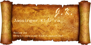 Jassinger Klára névjegykártya